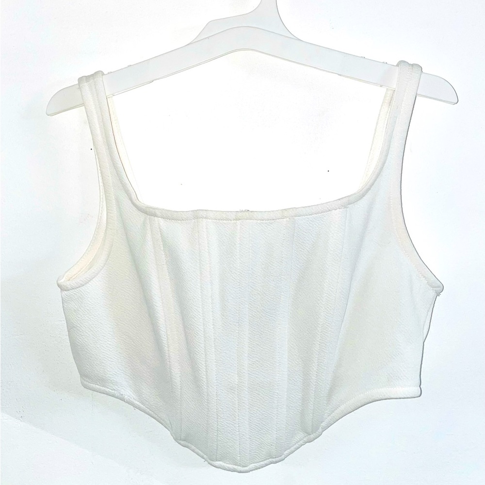 White corset crop top